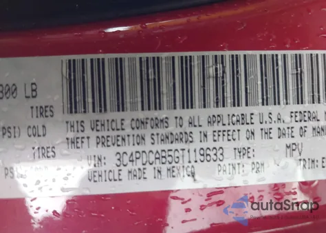 2016 Dodge Journey Se из США, поврежденный, VIN 3C4PDCAB5GT119633